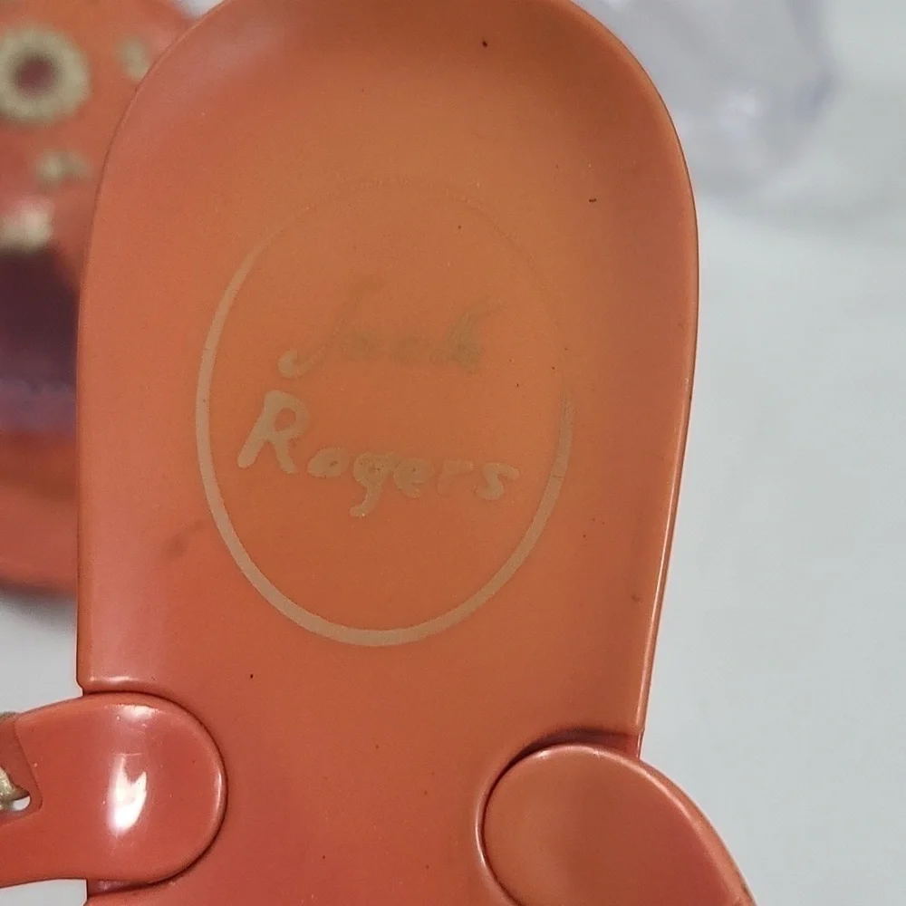 Jack Rogers Womens‎ Sandals Orange/Gold Slip-ons Size 5 GUC